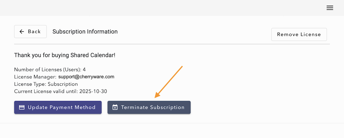 How to cancel license (3/3)